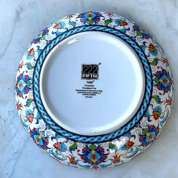 222 FIFTH TUNISIA INDIVIDUAL DINNER BOWL FLORAL 9 1/2 IN NEW PORCELAIN - Picture 7 of 8